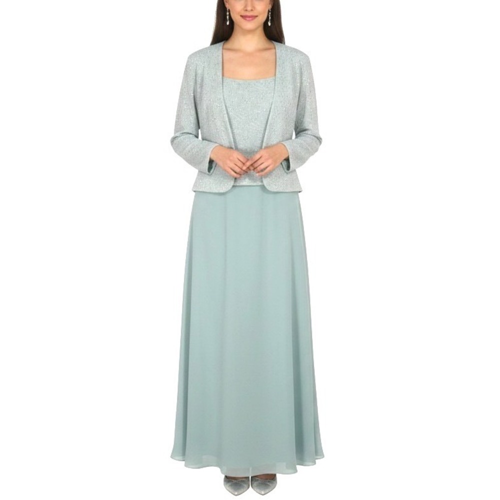 ALEX EVENINGS Mint Sparkle 1-Button Jacket/Dress MOTB FORMAL COCKTAIL SET sz 14